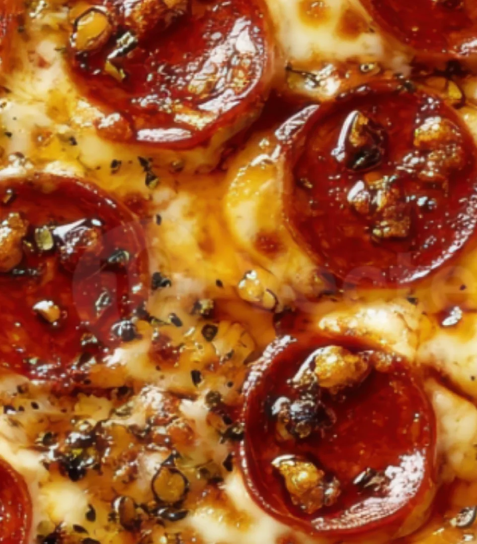 Pepperoni pizza drizzled with Spicy Bee honey