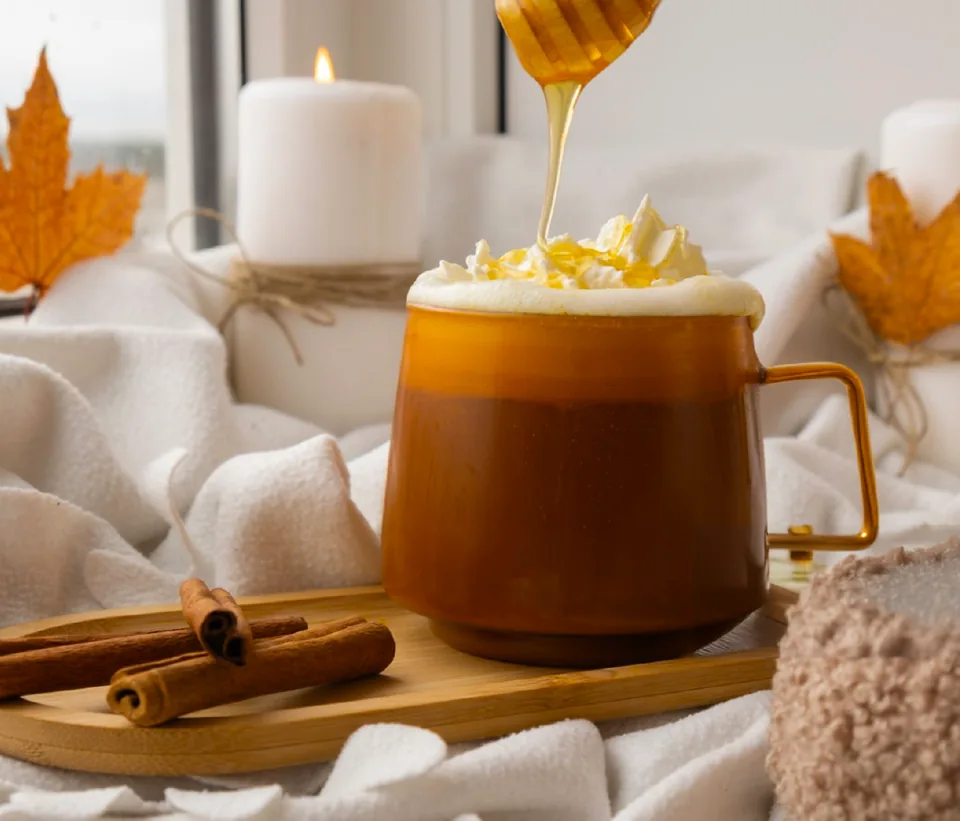 Warm cinnamon drink sweetened with Spicy Cinna Bee honey